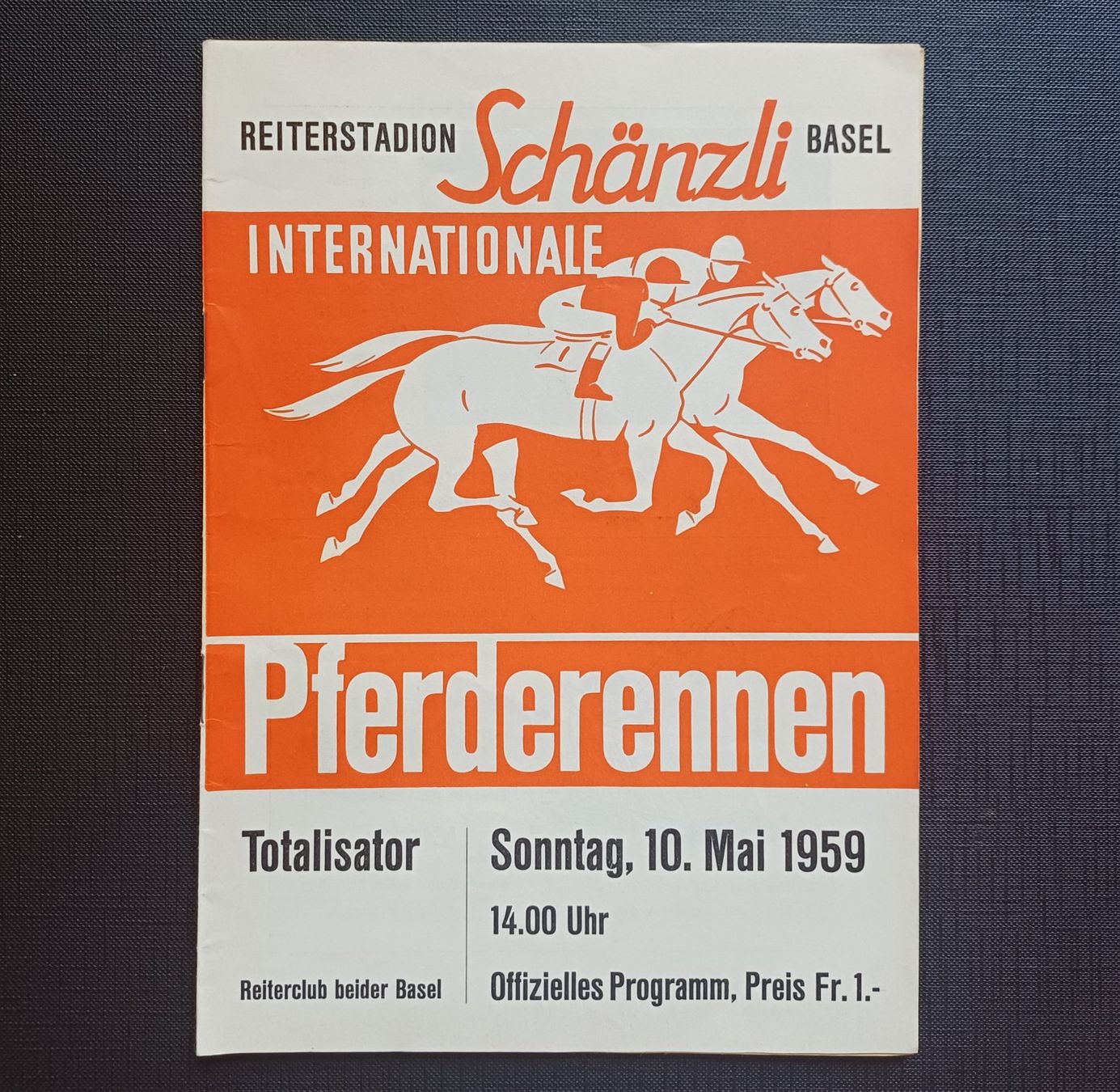 Documenti: Antikes PFERDERENNEN Basel 1959 Programm PFERD Reitsport – Usato da Brittnau venduto da simionius