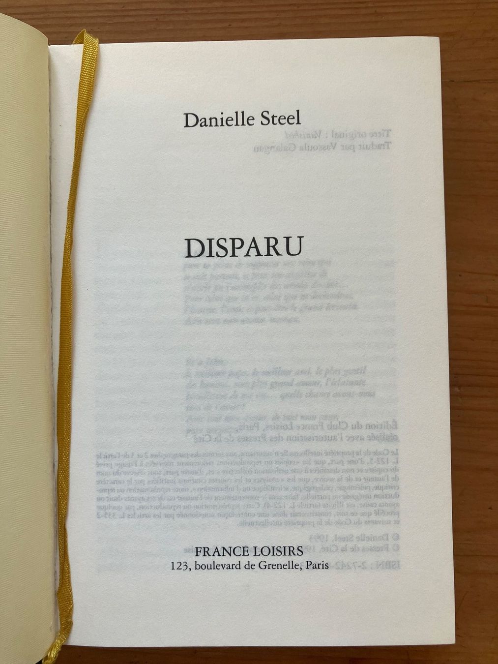 Libri: Disparu (Danielle Steel) – Usato da Meyrin venduto da Julien333 1