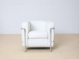 Cassina Corbusier LC2 Sessel | Weisses Leder Chrom |