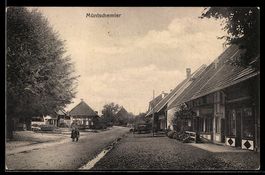 AK Müntschemier, Straßenpartie mit Wohnhäusern