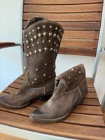 Stiefel Damen Leder Nieten braun Grösse 35 gebraucht