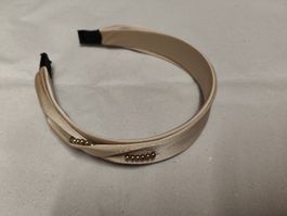 Haarband beige mit Perlen neuwertig