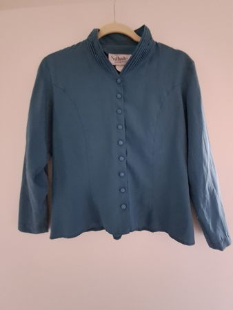 Blouse en soie turquoise vintage taille 36