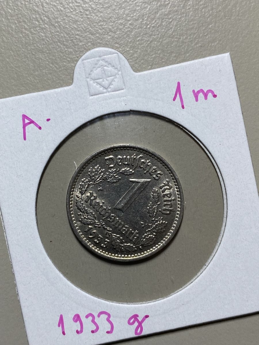 Toutes les monnaies: Allemagne - 1 mark - 1933 G  – D'occasion à Payerne par Mike1682