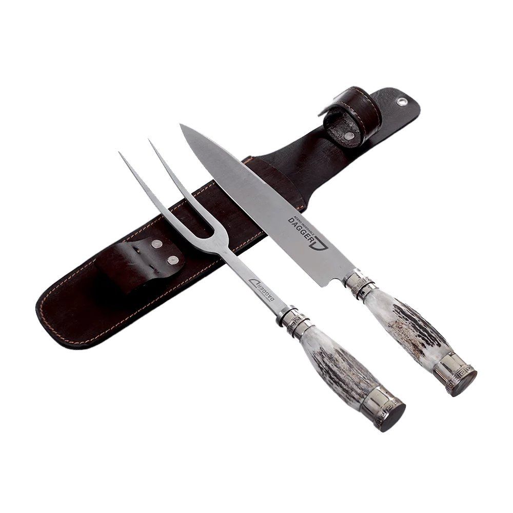 Bestecksets: Tranchierset mit Fleischmesser und Fleischgabel Hirschgeweih – Neu und originalverpackt aus Arbedo von patagonialeatherrugs 3