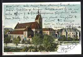 Basel, Wettsteinplatz mit Kirche, um 190