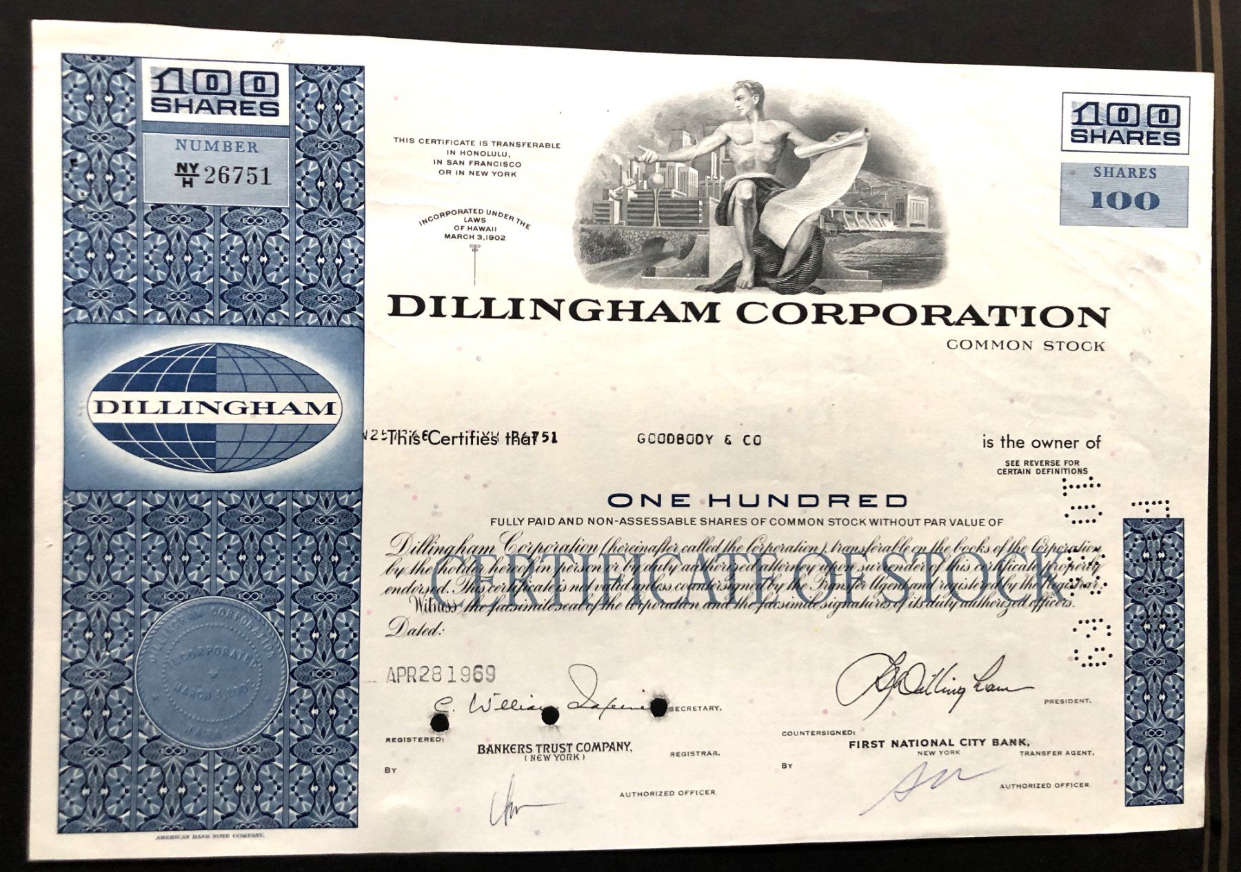 Documenti: Dillingham Corporation - 100 Shares – Usato da Schaffhausen venduto da durruti
