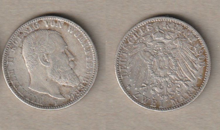 Alle Münzen: Württemberg, 2 Mark 1906 – Gebraucht aus Allschwil von Coinfreak