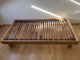 Bettgestell 100x200 Holz massiv, Lattenrost verstellbar