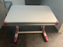 Kinderschreibtisch höhenverstellbar weiss pink