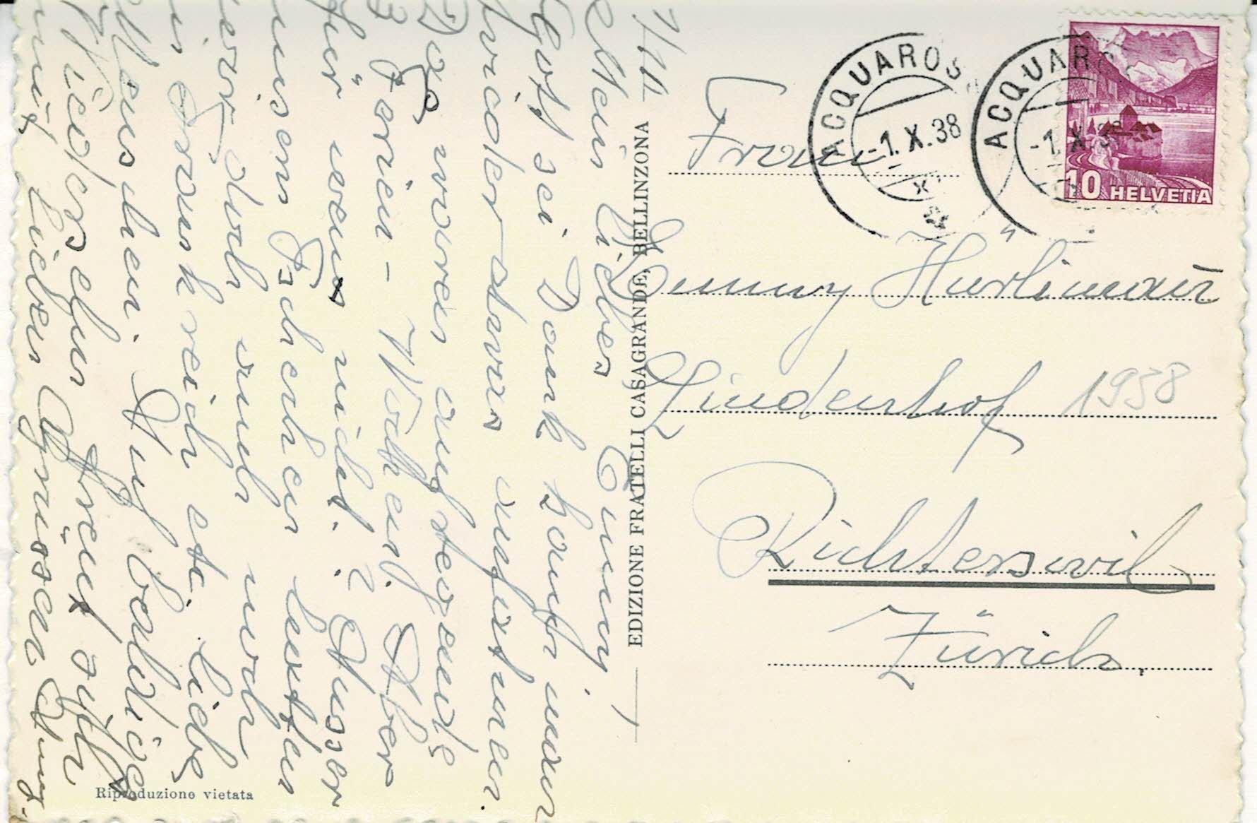 ACQUAROSSA e COMPROVASCO (Valle Blenio) TI gel. 1938! (Gebraucht) in ...