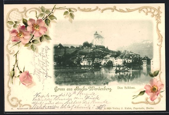 Cartoline postali: Litho Buchs-Werdenberg, Das Schloss, Blu – Usato da Berlin venduto da bartko-reher