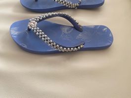 SUMMERTIME - stylische Flip-Flops mit Perlen/Décor, 38