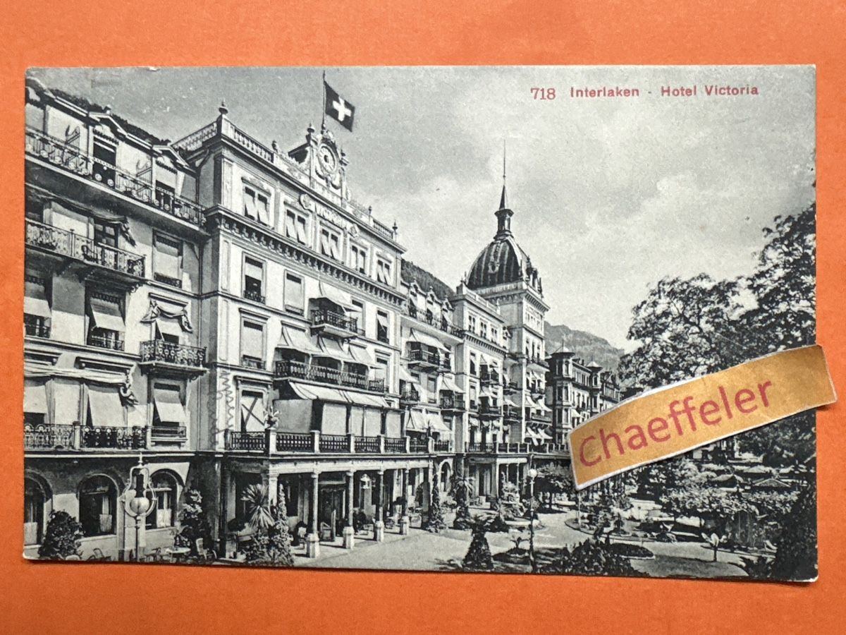 Cartes postales: 1908. 718 Interlaken - Hotel Victoria  – D'occasion à Zürich par Chaeffeler