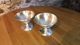 Fuss Schale Metall versilbert 2 Teile