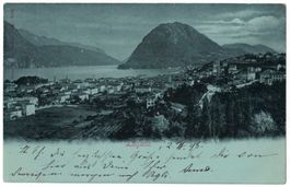 Lugano, Mondscheinkarte, gelaufen/circolata 1898