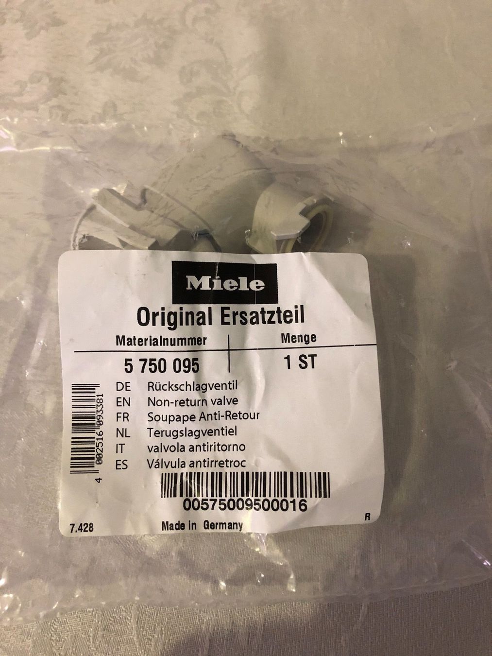 Miele Lavastoviglie: Miele Rückschlagventil 5750095 – Nuovo e nell'imballaggio originale da Dietlikon venduto da ciganolimao 1