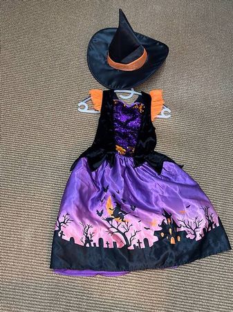 Hexenkleid mit Hut, Gr. 128-140
