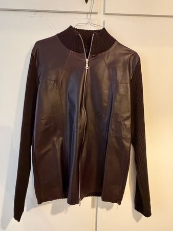 Giacca David Mayer Vera Pelle Maglia Lana Meri XL