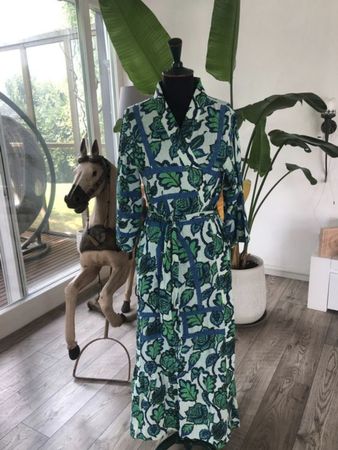 Manteau, robe cache cœur d'été bleue et verte TU