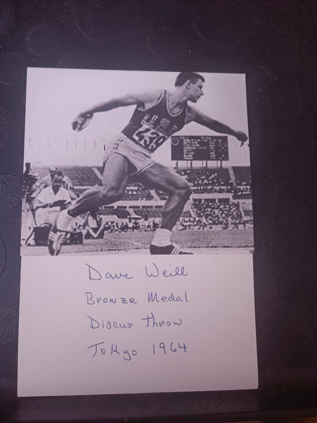 Autogramme: Dave Weill - Leichtathletik - Olympia Bronze 1964 – Gebraucht aus Menziken von Artographs