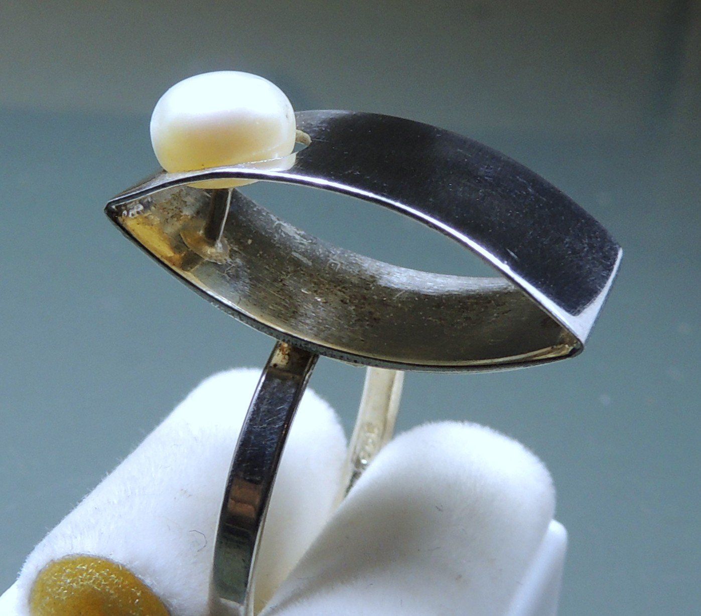 Ringe: Vintage Silber 925 Fingerring mit einer Süßwasserperle – Gebraucht aus Waldenburg von schaller707 2