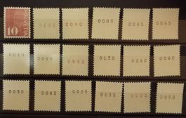 3572) 483RM, Lot, 18 Rollenmarken mit Nr. postfrisch