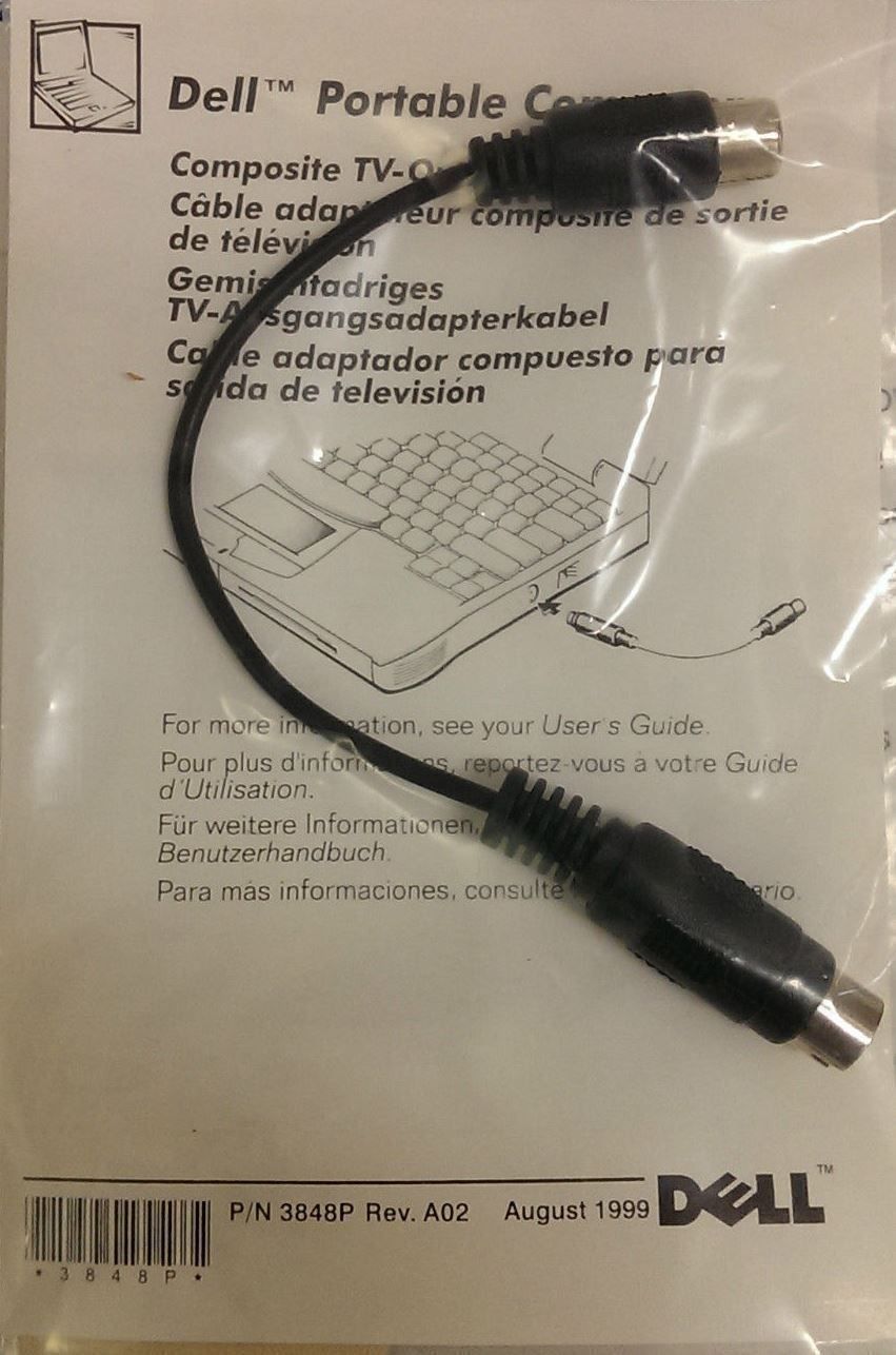 Dell Notebook: DELL COMPOSITE TV-OUT ADAPTER  Cable P/N 07309P for Laptops – Nuovo e nell'imballaggio originale da Genève venduto da Cockattoo