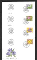 4 FDC Pro Juventute 1991 Serie Einzelmarken ET 26.11.1991