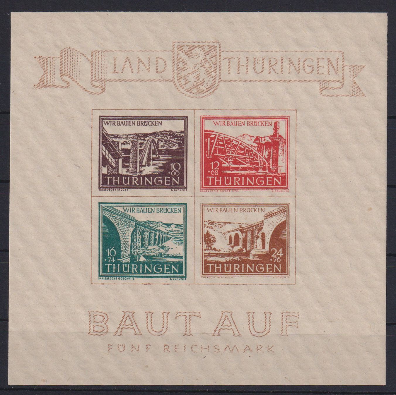 Tutti i francobolli: Thüringen: Block 4 ** - Kat. 400.-- – Nuovo (secondo la descrizione) da Eschlikon TG venduto da PhilCon