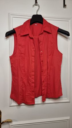 Rote Bluse ärmellos Gr. 38/40 needyou Baumwolle Top Shirt