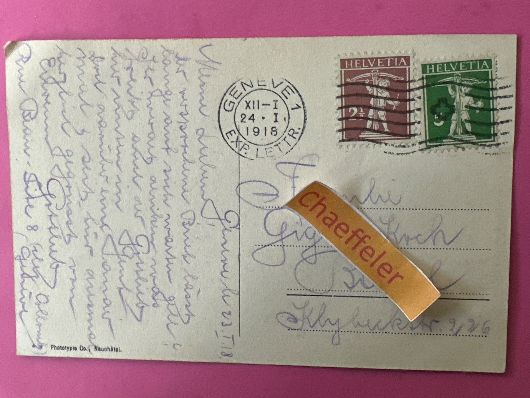 Cartes postales: 1918. 1261 - Barque du Léman – D'occasion à Zürich par Chaeffeler 1