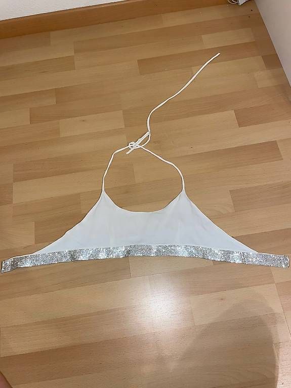 Tops: Zara Top Gr. M - Glitzer / weiss – Gebraucht aus Thun von tat_wg9t