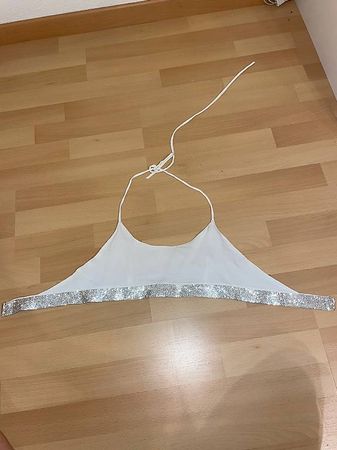 Zara Top Gr. M - Glitzer / weiss