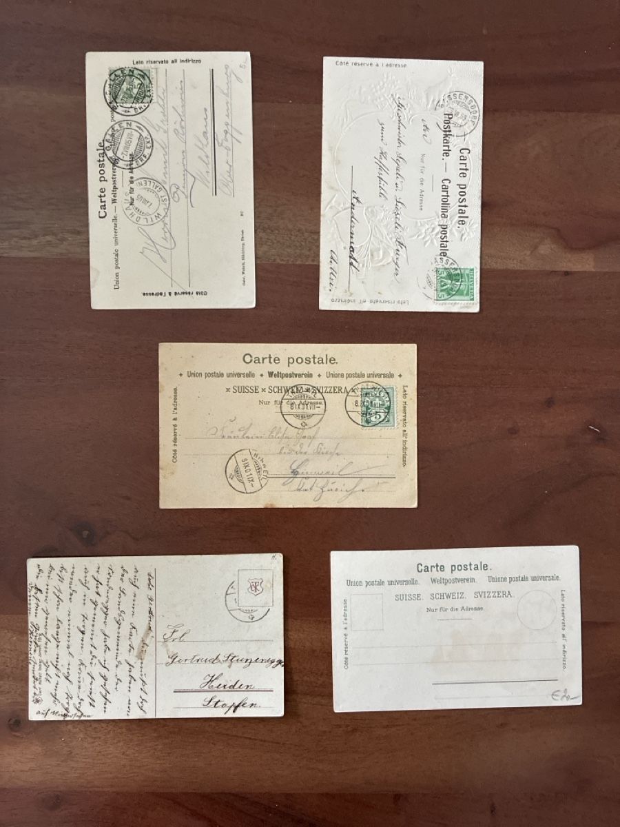 Cartoline postali: 10 Ansichtskarten Schweiz diverse von Appenzell. A – Usato da Oftringen venduto da Cla.vD.74 1