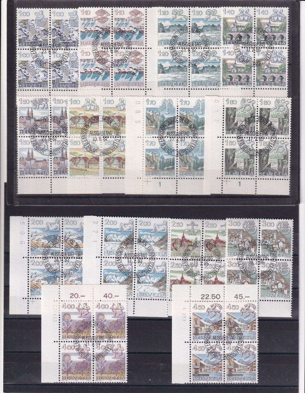 Tutti i francobolli: 680-693, Viererblocks mit ET-Stempel, Kat. Fr. 150.- – Usato da Wenslingen venduto da riger11