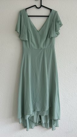 Sommerliches, mintgrünes Kleid mit Volantärmeln, Gr. S/M