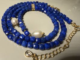 Lapislazuli Halskette Halsschmuck Choker Collier 40 cm Neu