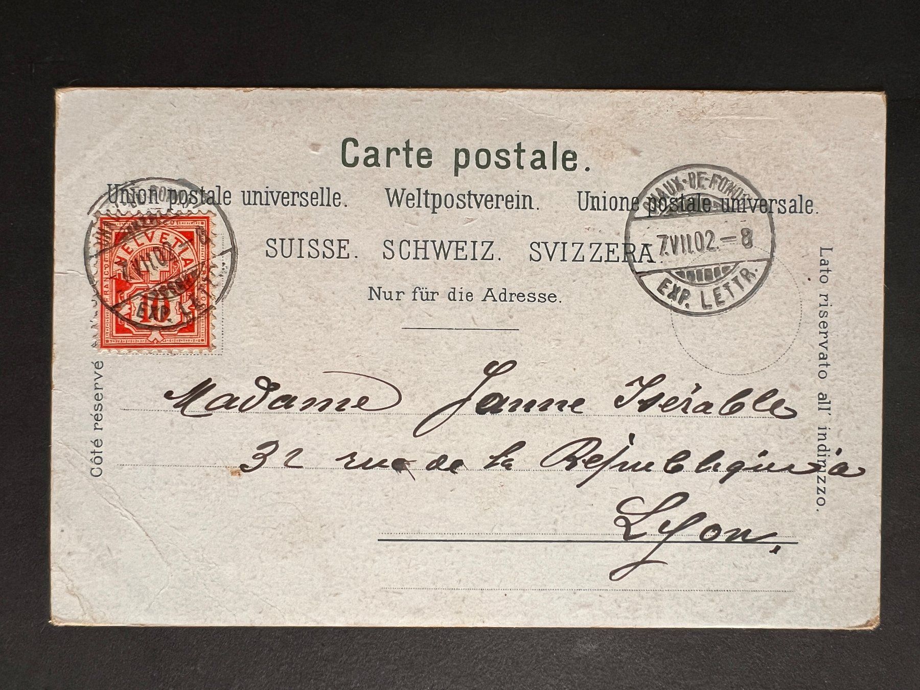 Cartoline postali: Postkarte Thun 1903  (P165) – Usato da Hinwil venduto da Sidi4 1