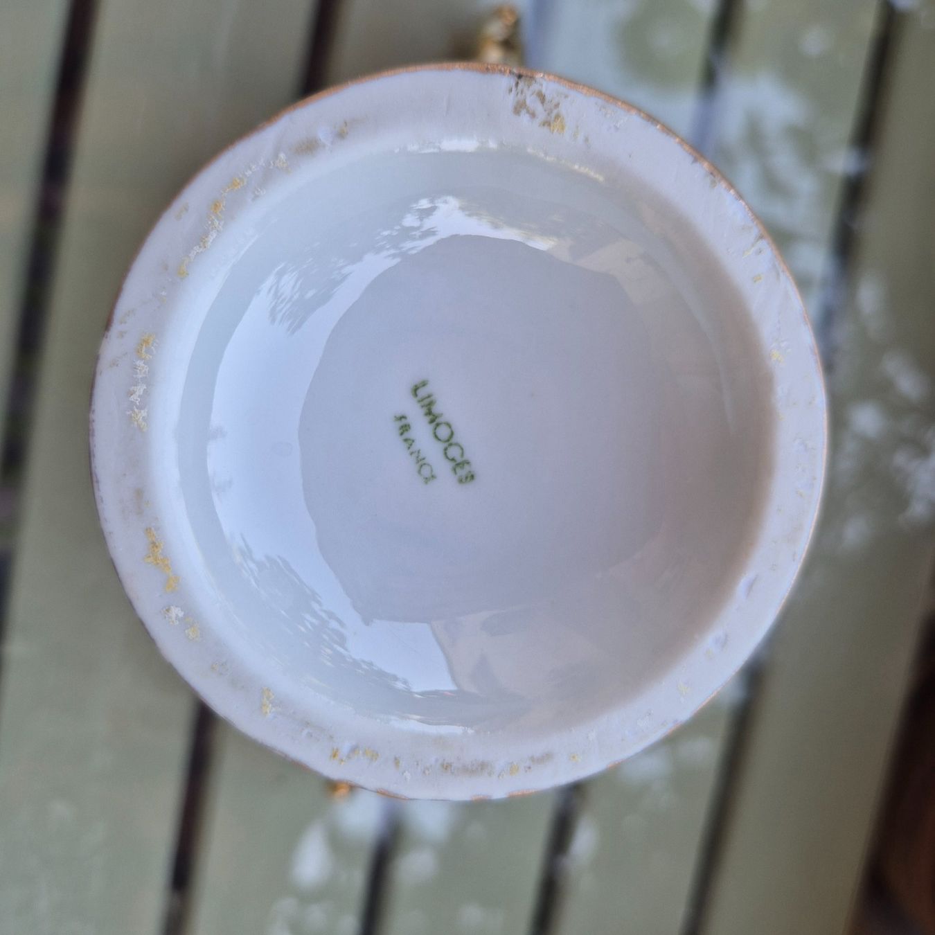 Zuccheriere: Zuckerdose mit Deckel, Limoges, Weilchen Goldrand – Usato da Bern venduto da aronari 9