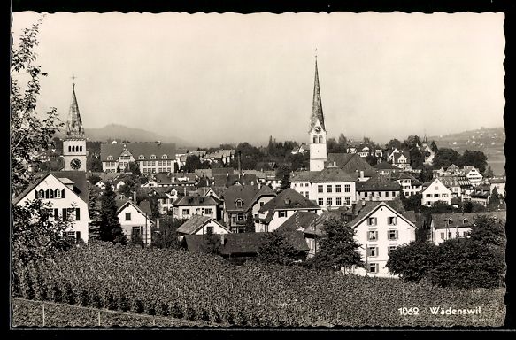 Ansichtskarten: AK Wädenswil, Teilansicht mit Kirche – Gebraucht aus Berlin von bartko-reher