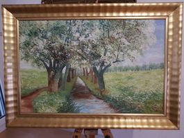 Grosses Ölgemälde "Blühender Garten" – Signiert – 94x66 cm