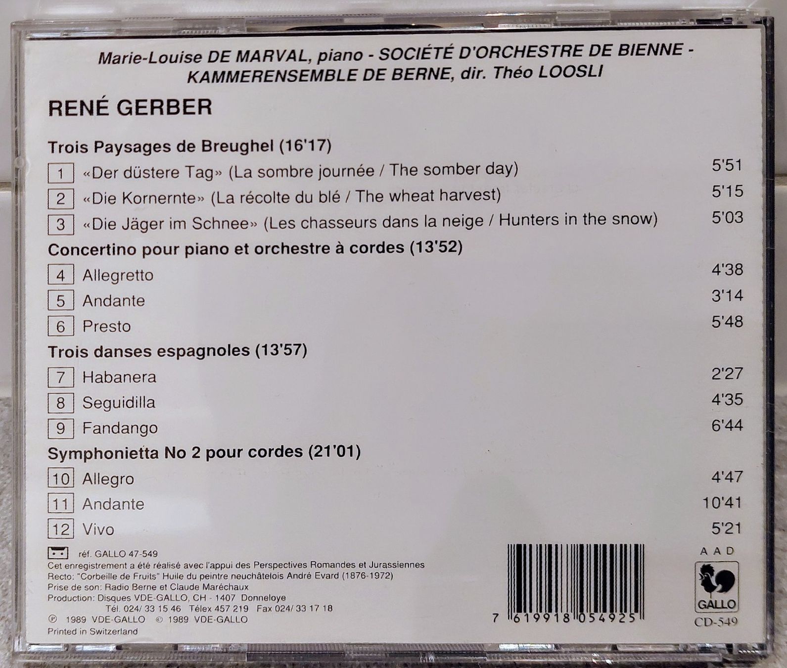 CDs: CD - René Gerber - Marie-Louise De Marval piano – Gebraucht aus Allmendingen b. BE von MMC-MuMeCo 1
