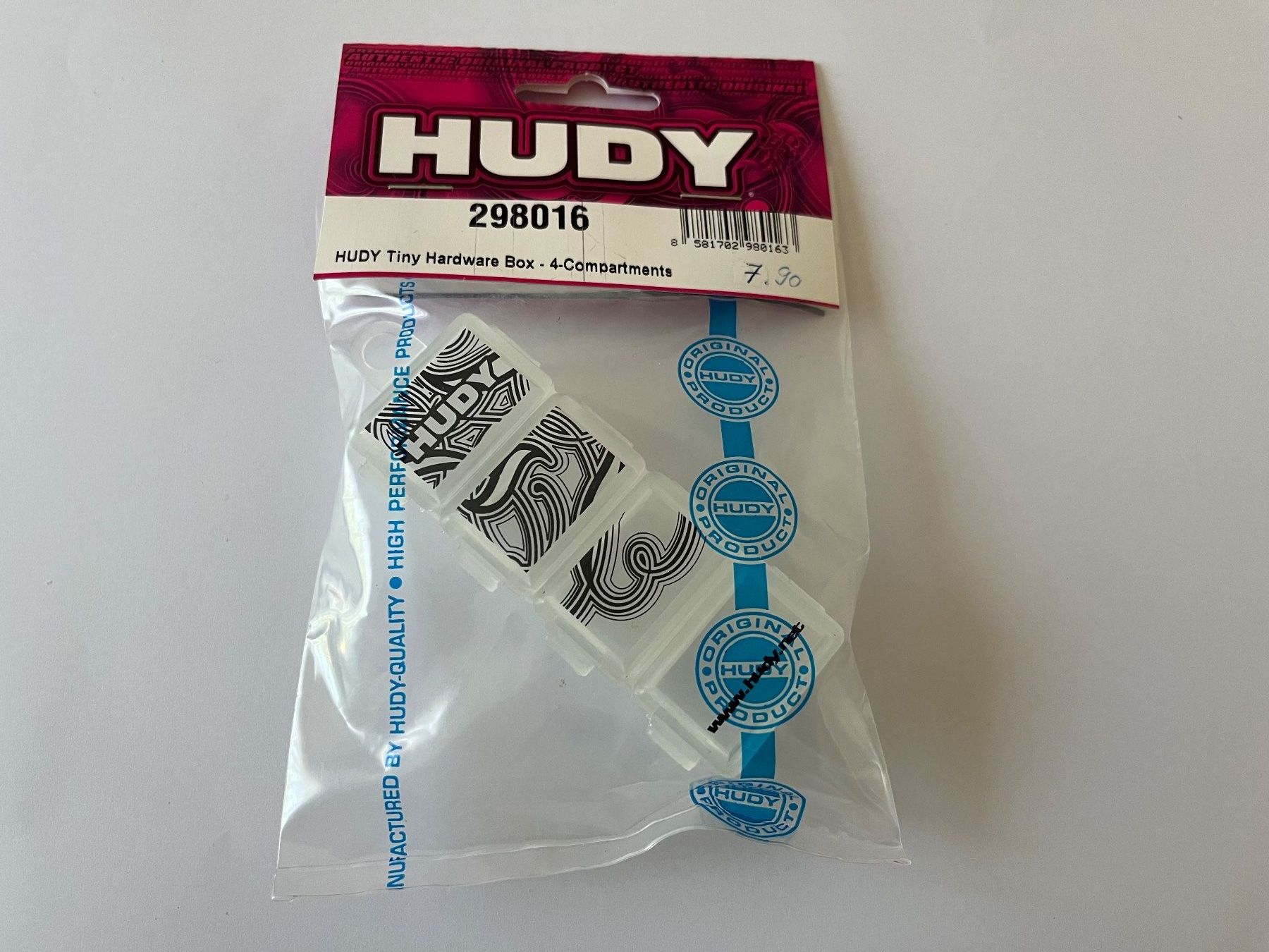 Hudy Modellismo RC: HUDY TINY Kleinteilebox mit 4 Fächern HUDY 298016 – Nuovo e nell'imballaggio originale da Buchs ZH venduto da rc-indoorbahn