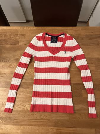 Damen Pullover US Polo Assn gestreift rot weiss Gr. S
