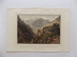 Weisshorn Inden Wallis kolorierter Stahlstich