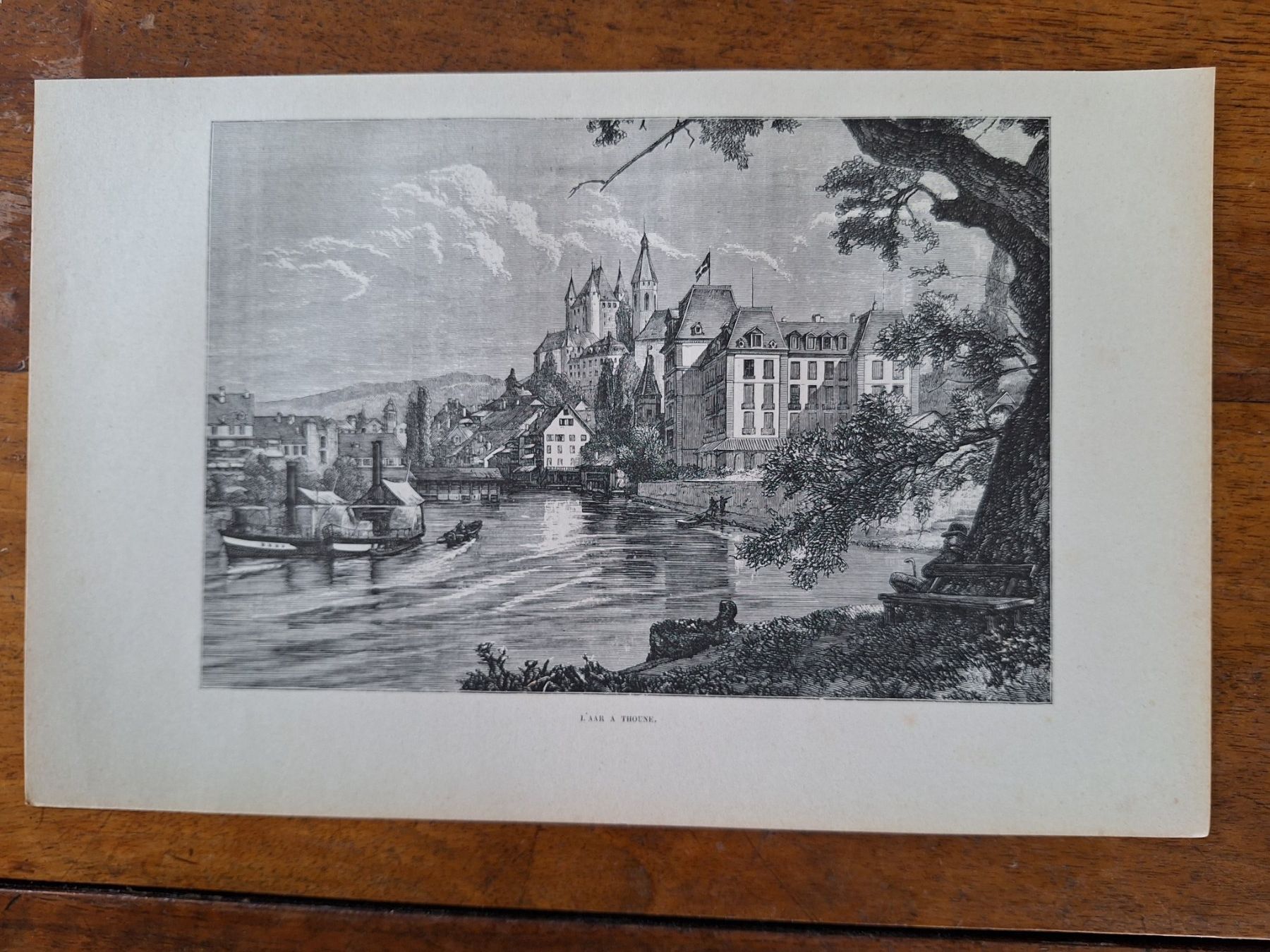 Xilografie: AUTOUR DU LAC DE THOUNE – Usato da Bevaix venduto da bohrap 1