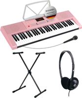 Leuchttasten Keyboard Set 61 Tasten Ständer Kopfhörer Pink
