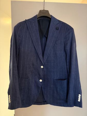 Lardini Jacket Suit Blazer Blue Pinstripe Size 48 (M)