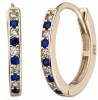 Creolen 333 Gold mit 20 Zirkonia blau weiß